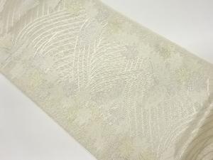  紗 蝶に紅葉・波模様織出し袋帯